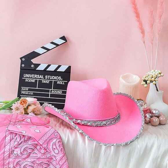 Pink Cowgirl Hat with Rhinestones for Women Western Outfit Accessories main image 5
